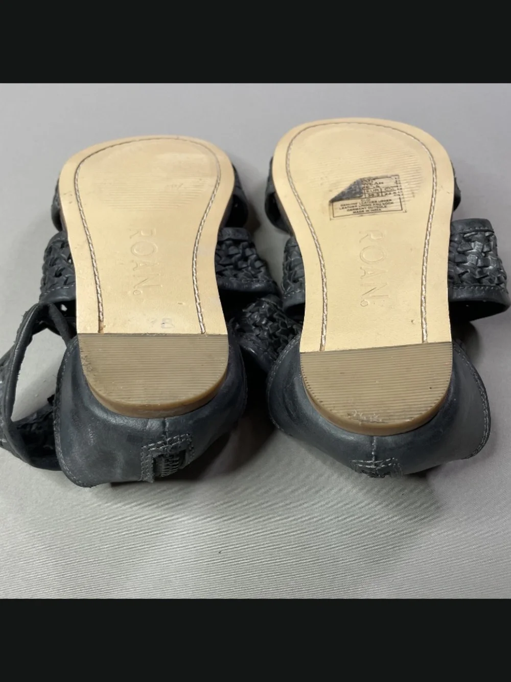 Roan Shoes Womens 6.5 gray brown leather Clio sandals gladiator boho indie